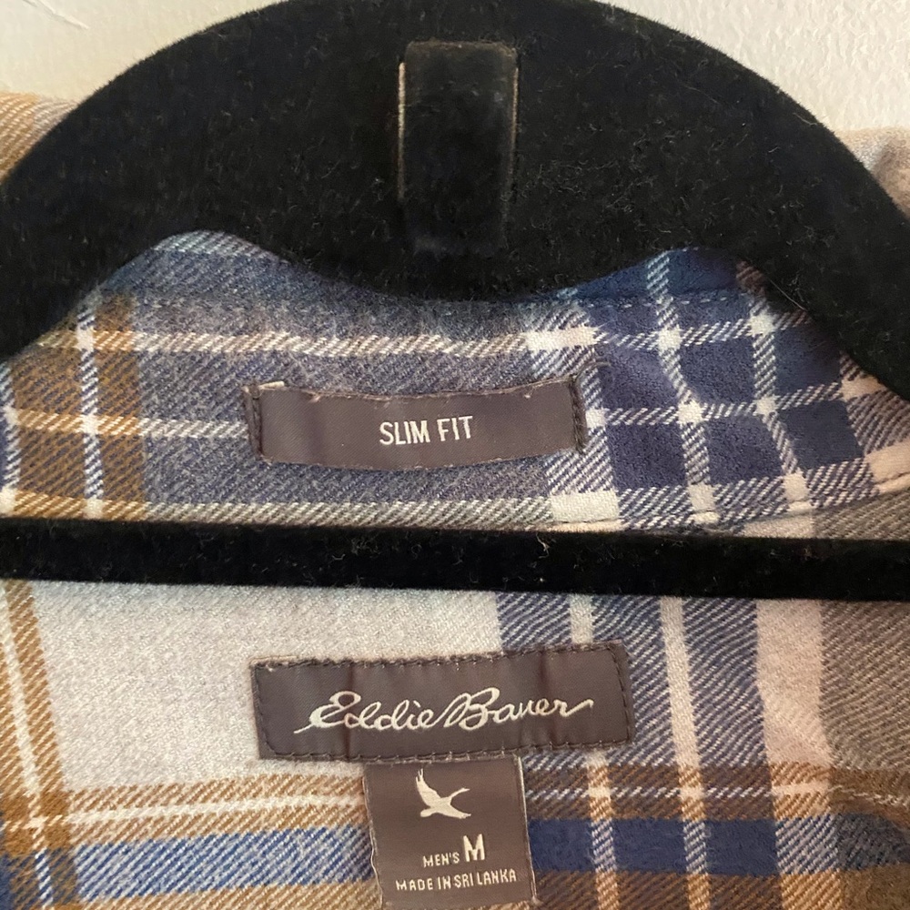 Eddie Bauer Men's Slim Fit Plaid Shirt - Blue and Brown